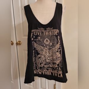 Black Goth Bloing Riders Tank top.